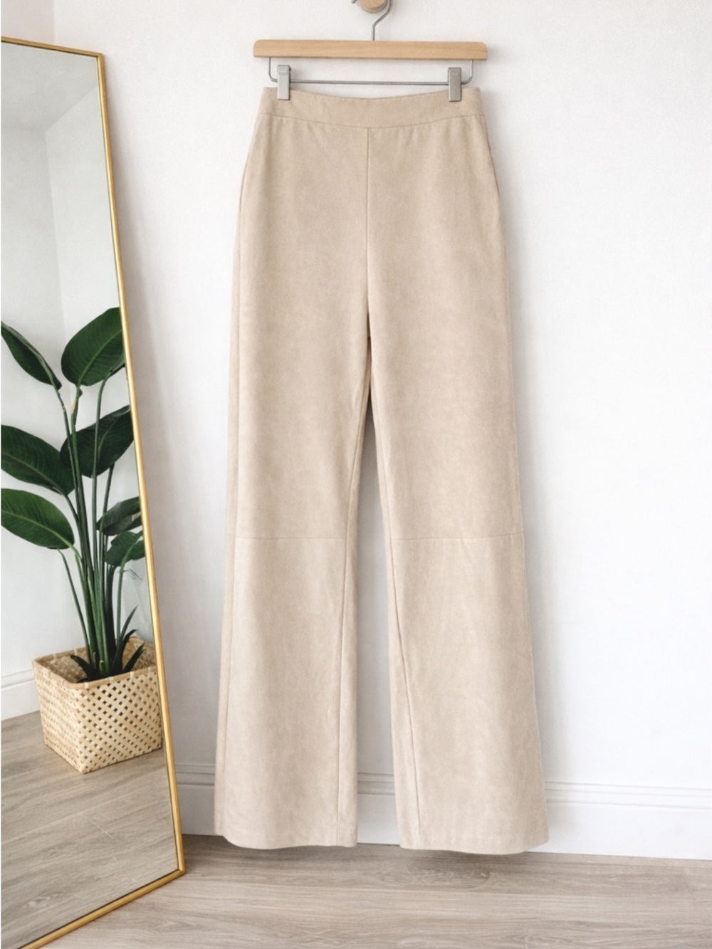 HYFVE Cream Wide-Leg High Rise Trousers